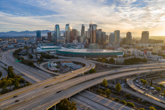 Empty highways in Los Angeles during COVID-19 lockdown