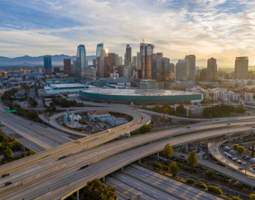 Empty highways in Los Angeles during COVID-19 lockdown