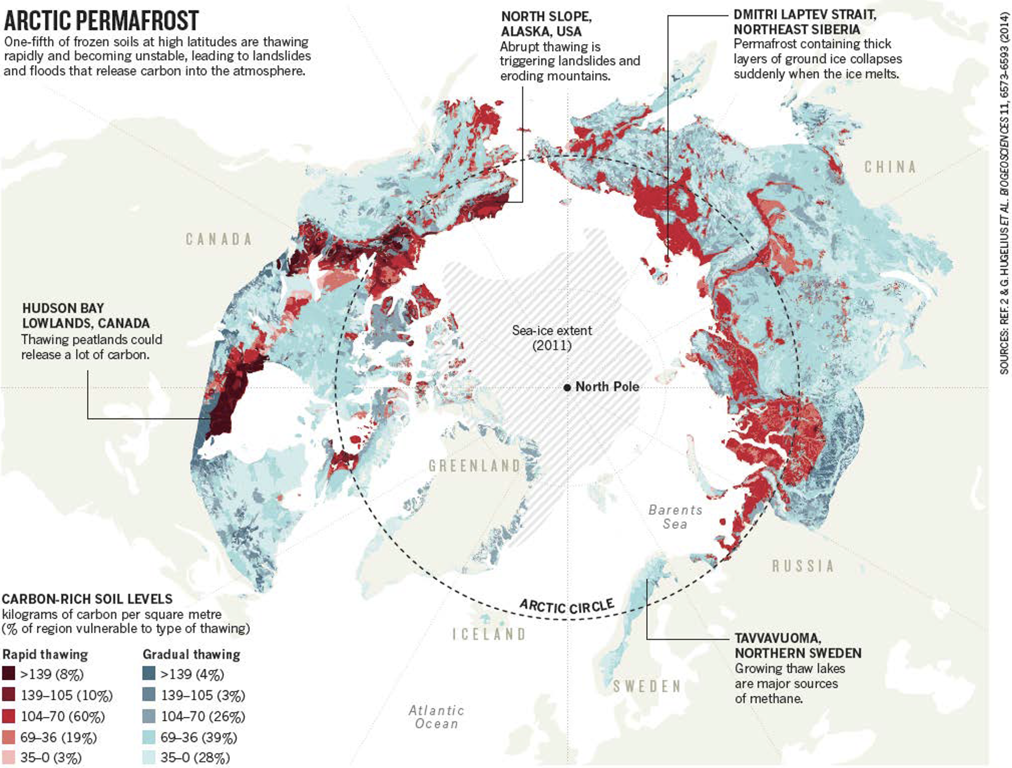 Map of thawing Arctic permafrost